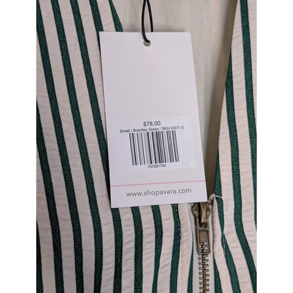 Entro Avara Brantley Dress S Striped V-Neck Smocked Waist Pockets Cottagecore - Picture 4 of 11